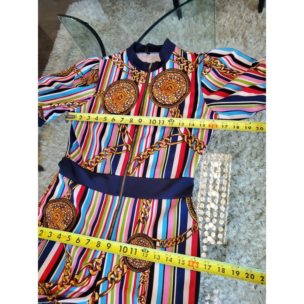 Good Time Womens Multicolor Striped Medallion Short Sleeve Casual Jumpsuit Large - Picture 8 of 11